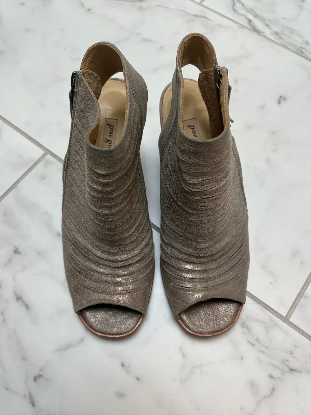 Paul Green Taupe Peep-Toe Booties - Taupe